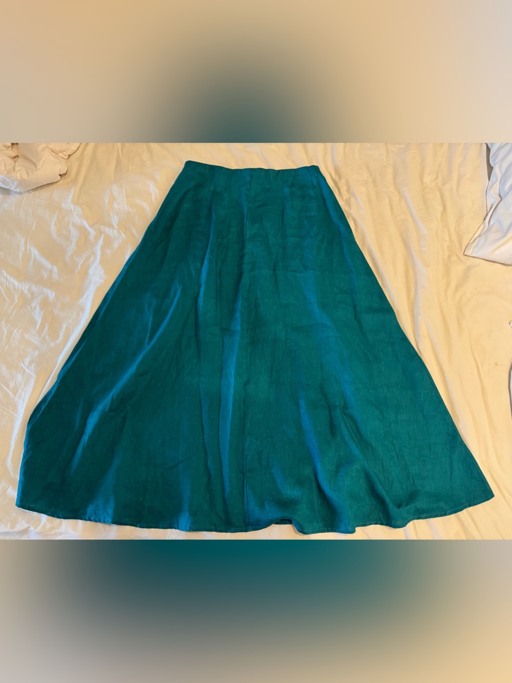 Eileen Fisher Organic Linen Maxi Skirt Teal Size Small